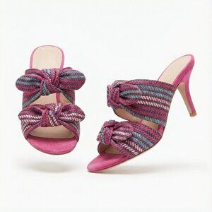 Charles David Corona Bow Heels Multi Color Pink Suede 7M